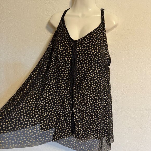 SWIMSUITS FOR ALL Sleeveless Crossback Top With Built-In Bra Gold Black - Picture 7 of 10